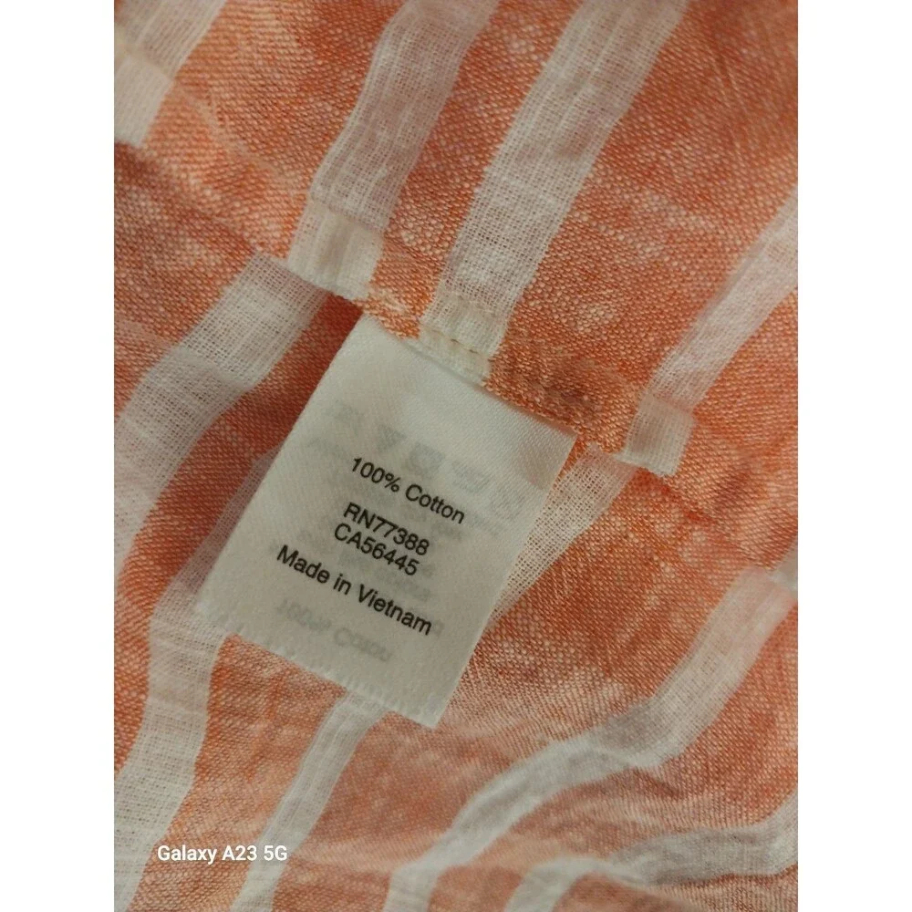 J Crew Cotton Peach And White Striped Button Up Top